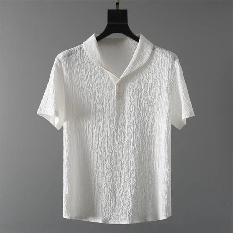 Men's Crinkled Co-Ord Set White